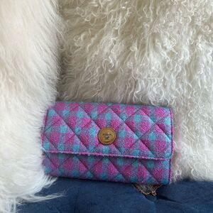 Versace Pochette Donna Tessuto Rosa/Mare NWT chain bag
